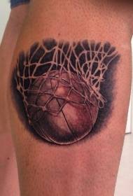 Realistic color basketball game tattoo picture