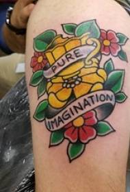 literatūras ziedu tetovējums vīriešu kātiņš uz krāsainu ziedu tetovējuma modeļa