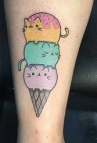 dziewczyny cielę malowane geometryczne linie rysunki tatuaż kot kreskówka lody