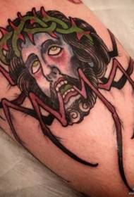 Inkonyane isikole esidala sase-European and American spider Jesus tattoo