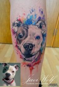Kalb Hund Farbe Splash Ink Tattoo Muster