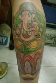 vyriškos kojos spalvos dramblio dievo tatuiruotės modelis