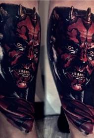 Úžasně realistický ďábel portrét tetování obrázek nohy