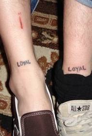 foot simple black English alphabet tattoo pattern