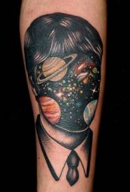 Amazing half-human half-space avatar tattoo picture