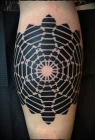 leg black flower totem tattoo pattern