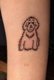 девојка теле на црној једноставној линији слатка мала животињска пса тетоважа слику