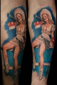 tatuaggio sexy ragazza di colore spazzatura stile braccio