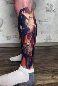been 3D Egyptische standbeeld op tattoo patroon
