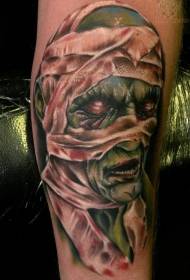Modello di tatuaggio ritratto di mummia di colore delle gambe