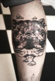 Leg brún gravure styl surrealistysk bear holle tatoeaazje ôfbylding