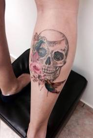 Tatuering mönster för ben akvarell skalle