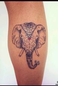 disegno del tatuaggio testa di elefante vitello punto spina