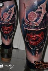 Leg nije Japanske kleurige samurai-helm tatoetmuster