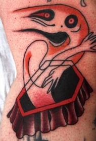Tatuaggio fantasma arancione con personalità colorata sulla gamba