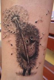 gumbo grey hedgehog dandelion tattoo pikicha