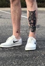 boys calf on black ash sketch point thorn trick creative owl tattoo picture