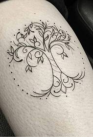 kalv liten färsk träd enkel linje Tatuering mönster