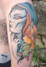 ragazzi accovacciati su dipinti ad acquerelli dipinti dipinti creativi di tatuaggi con ritratto di ragazze letterarie