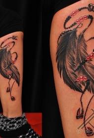 girl calf painted feather totem tattoo pattern