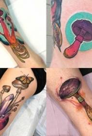 geschilderde tattoo mannelijke schacht op gekleurde paddestoel tattoo foto