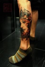 Legkleur frouljusportret tattoo patroan
