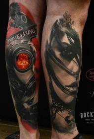 Leg new color body gas mask tattoo picture