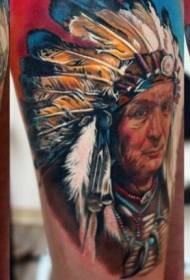 Tatuaggio indiano ritratto in stile scuola nuovo di zecca