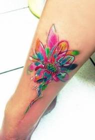 Benen prachtige aquarel lotus tattoo patroon