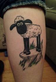 Милий чорно-білих овець татуювання візерунок на ногах