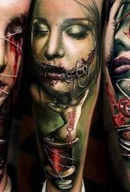 Jalan väri kammottava paholaisen naisen tatuointi
