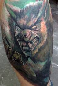 Immagine del tatuaggio del satiro di stile dell'illustrazione di colore della gamba