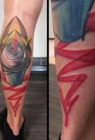 Leg color new school style spray paint tattoo picture
