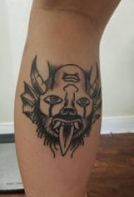 Stangán fuála fireann tattoo Eorpach ar phictiúr tattoo carachtar fuála dubh