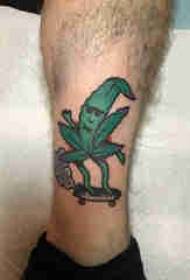 konopí list tetování mužský stopka na barevný obrázek marihuany list tetování