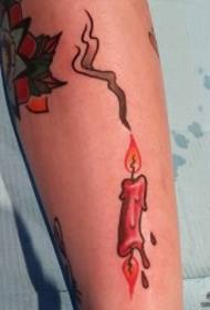 小牛歐美學校燃燒的蠟燭紋身圖案