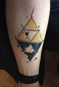 Геометрический элемент татуировка мужской хвостовик на цветной треугольник татуировка картина