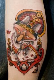 legged Russian-style color fox tattoo pattern