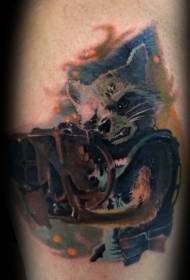 Kayan zane-zanen ruwa na Legas mai zane Raccoon warrior tattoo