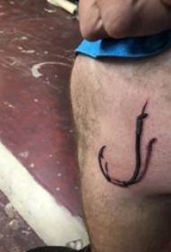 minimalista vonal tetoválás férfi szár a fekete fishhook tetoválás kép