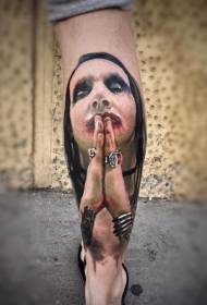 Tatuaggio ritratto di donna horror in stile realistico di colore delle gambe