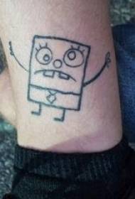 SpongeBob SquarePants vīriešu dzimuma teļš uz melnas sūkļa mazuļa tetovējuma attēla