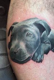 足現実的な面白い子犬のタトゥーパターン