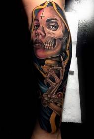 Këmbë gra me stil të ri shkollor me model skeleti tatuazhesh