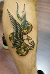 Europæisk kalv tatovering mand skaft på ørn og slange tatovering billede 99261 - mus tatovering figur mand skaft på farvet mus tatovering billede