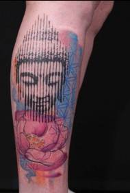 Warna kaki, patung Buddha dan tatu bunga