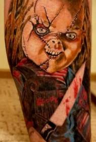 Brazo color sanguinario chica película de terror tatuaje