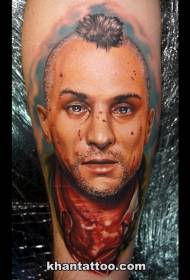 noga horror styl kolor krwawy mężczyzna portret tatuaż obraz