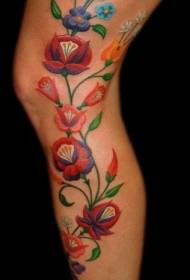 Bein bunte Blume Rebe Tattoo Muster