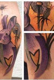 Крак илюстрация стил цветен заек татуировка модел